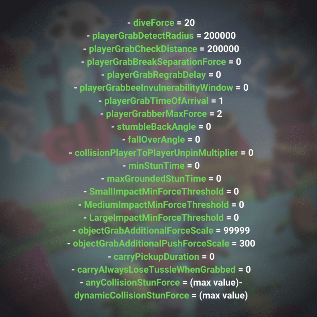 Parámetros para ser Tank, hack de Fall guys
