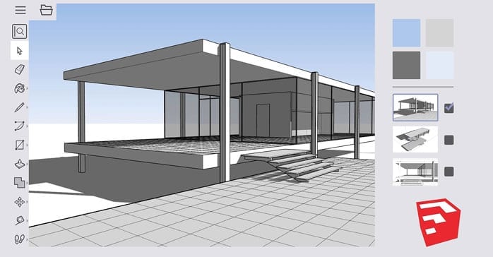 Mohlala oa mosebetsi o bonolo o entsoeng ka lenaneo la 3D modeling le bitsoang Sketchup.