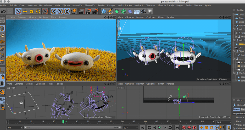 Ejemplo de un trabajo realizado con el programa de modelado en 3D llamado Cinema 4D