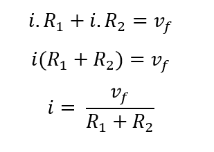 Intensidad total en circuito serie por ley de mallas en la ley de kirchhoff