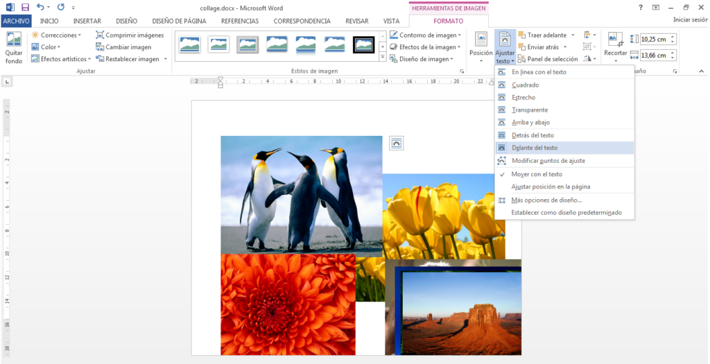 cómo hacer un collage en word paso 1